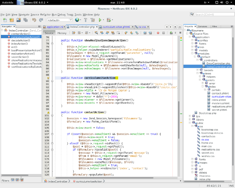 Capture d'écran d'un environnement de travail